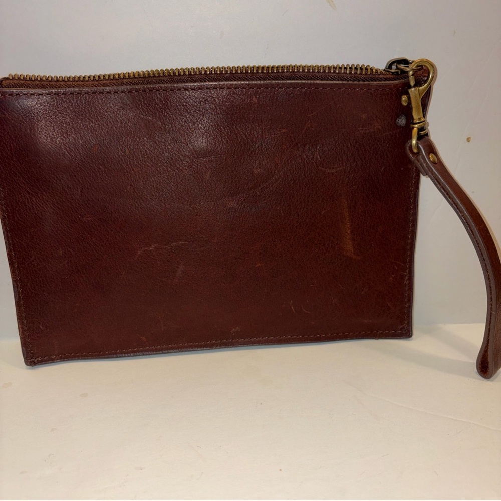 Vintage Duluth Trading Brown Leather Wristlet Clutch - Classic Carry Leather